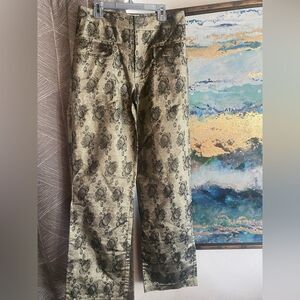 Juicy couture gold dress pants with black flowers size 4